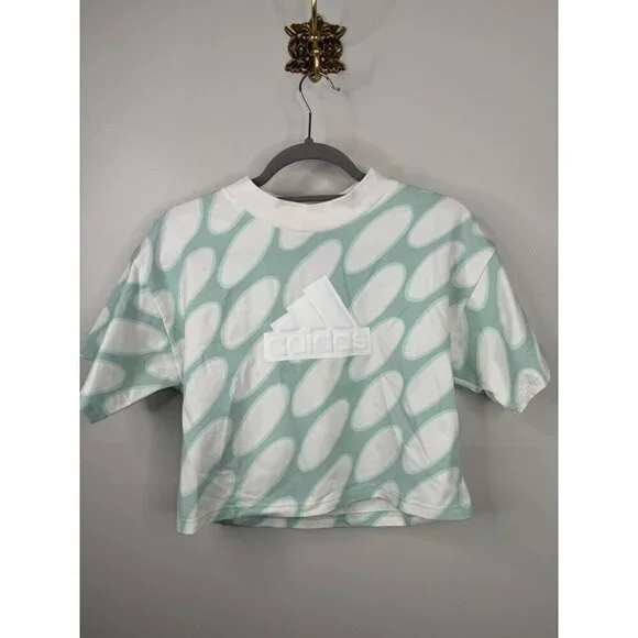 Adidas Marimekko Future Icon 3-Stripes T-Shirt Cropped Black Cloud Loose Size L - Picture 4 of 5